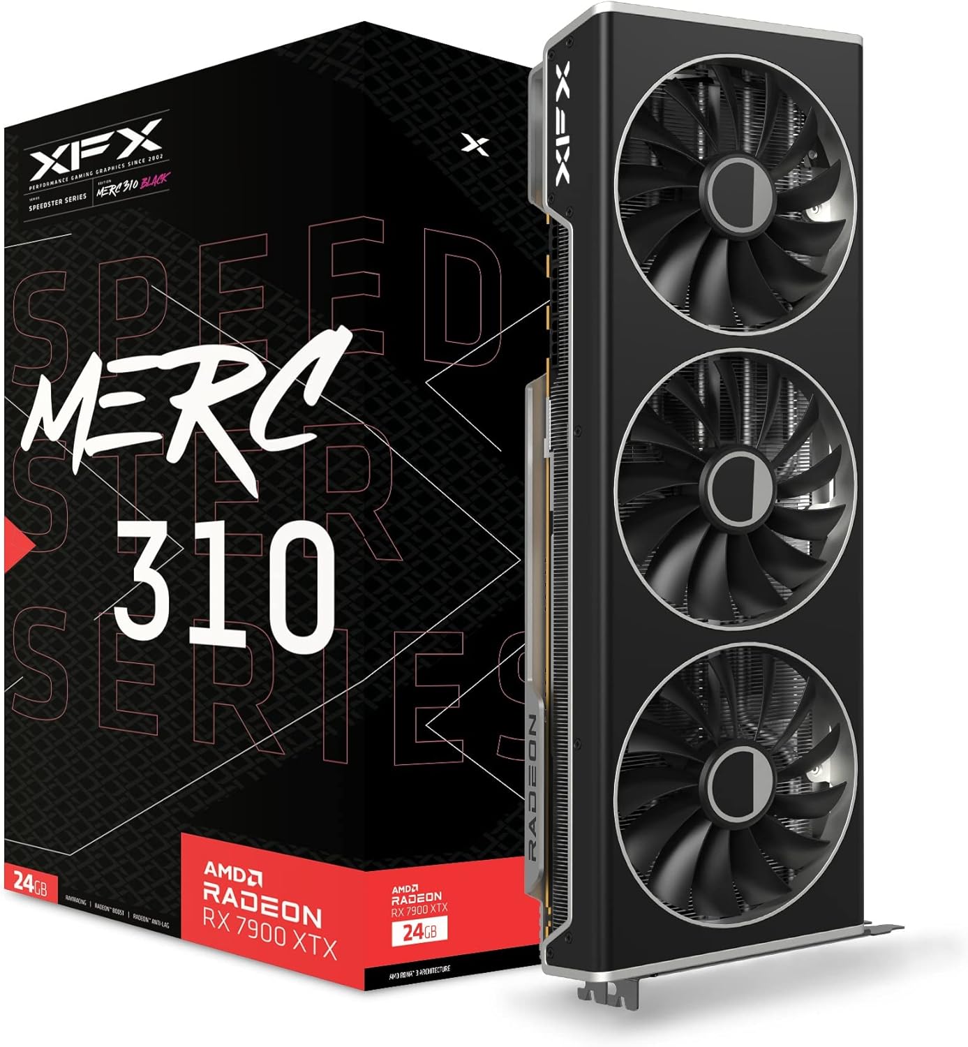 XFX Speedster MERC310 AMD Radeon RX 7900XTX Black Gaming graphics card 24 GB GDDR6, AMD RDNA 3